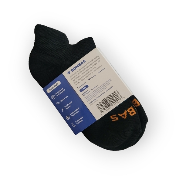 6x BOMBAS Ankle Sock Tech Unisex XS Solid Black Honeycomb Arch Support Fit Youth - Picture 7 of 9